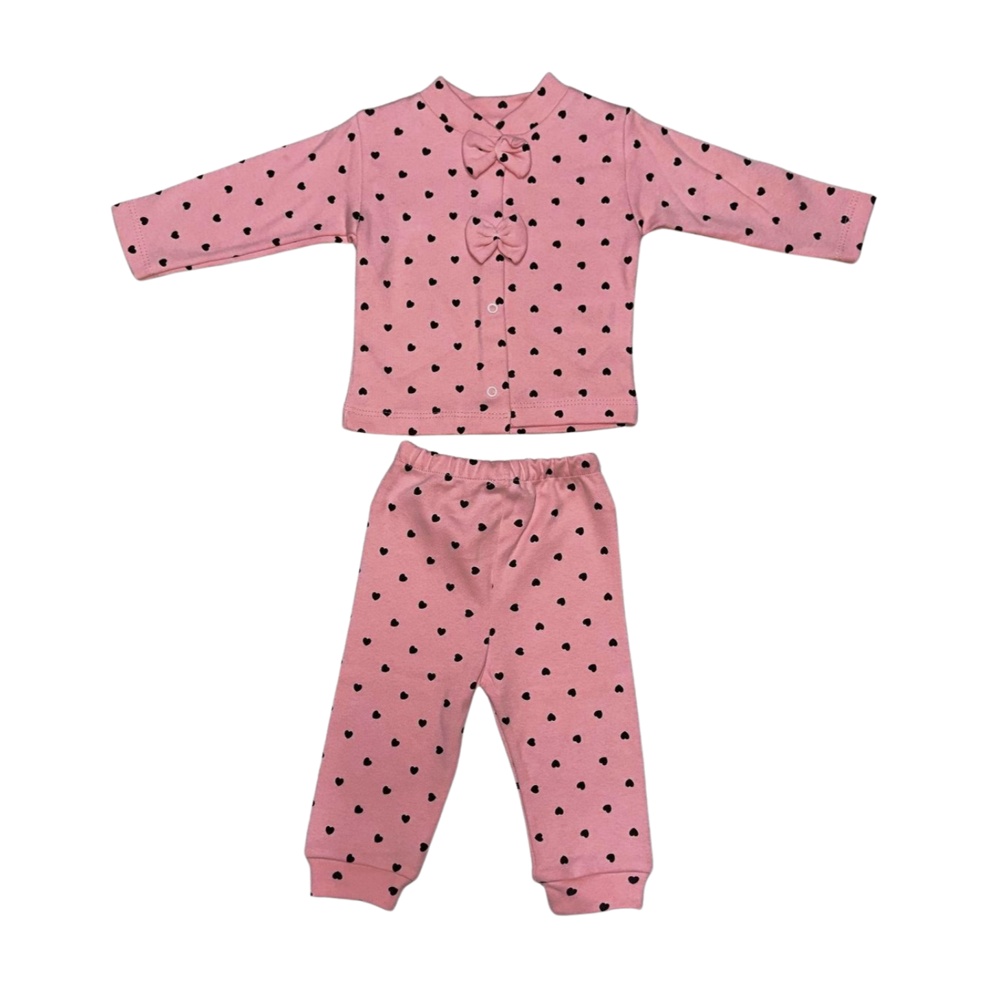 Alt Üst Pijama Takımı Kalp Baskılı