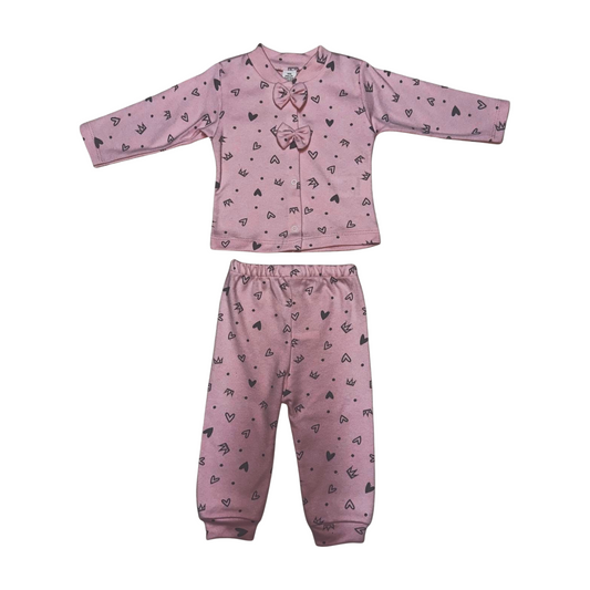 Alt Üst Pijama Takımı Taç Baskılı