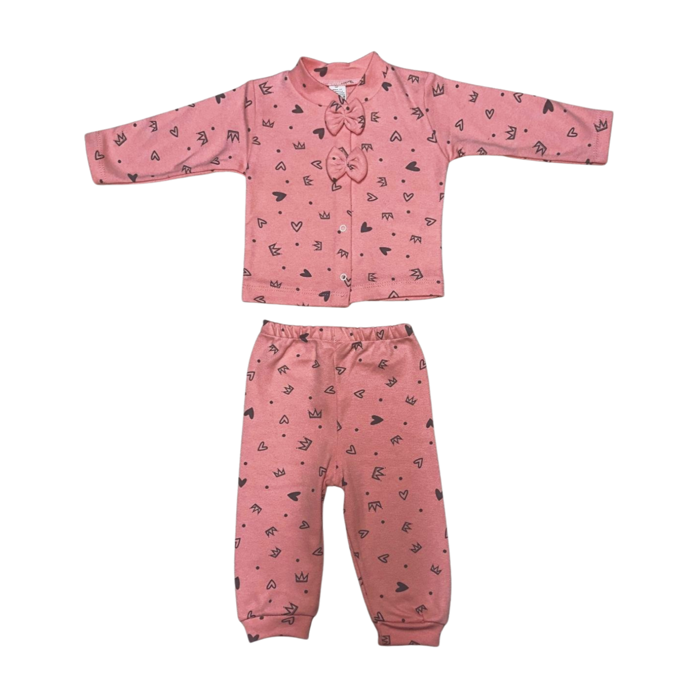 Alt Üst Pijama Takımı Taç Baskılı