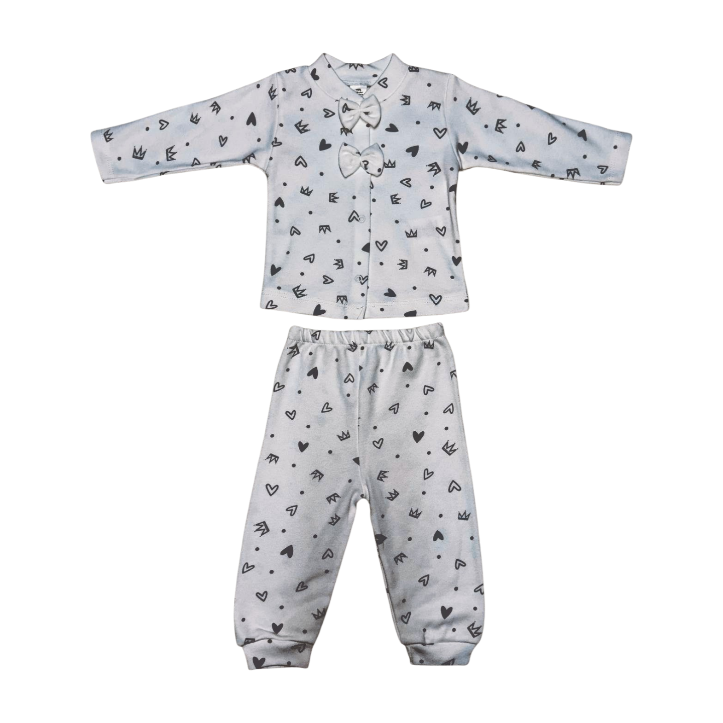 Alt Üst Pijama Takımı Taç Baskılı