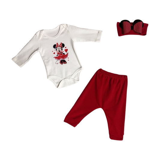 Üçlü Cibinlik Minnie Mouse Baskılı Takım