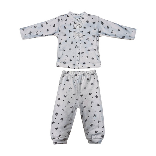 Alt Üst Pijama Takımı Taç Baskılı